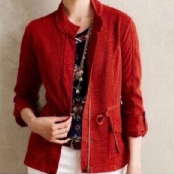 Anthropologie Jackets & Blazers - Anthropologie Saturday Sunday Jacket Womens Sz S Rust Zip Snaps Drawstring Waist